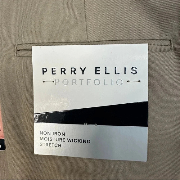 NWT Perry Ellis Portfolio Mens Pants 38x32 Khaki Folio Flex Comfort Waistband - Picture 8 of 14